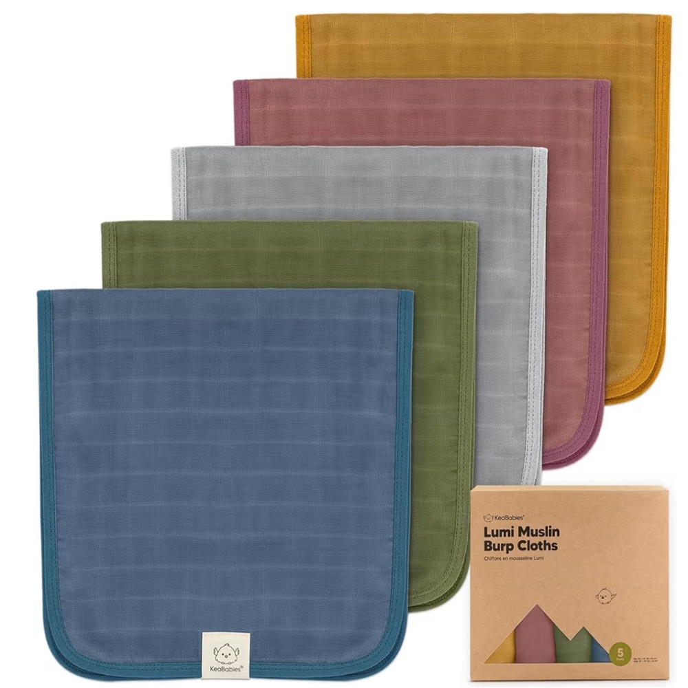 ❗️KeaBabies Lumi Muslin Bibs Set - Blue, Green, Gray, Pink, Yellow